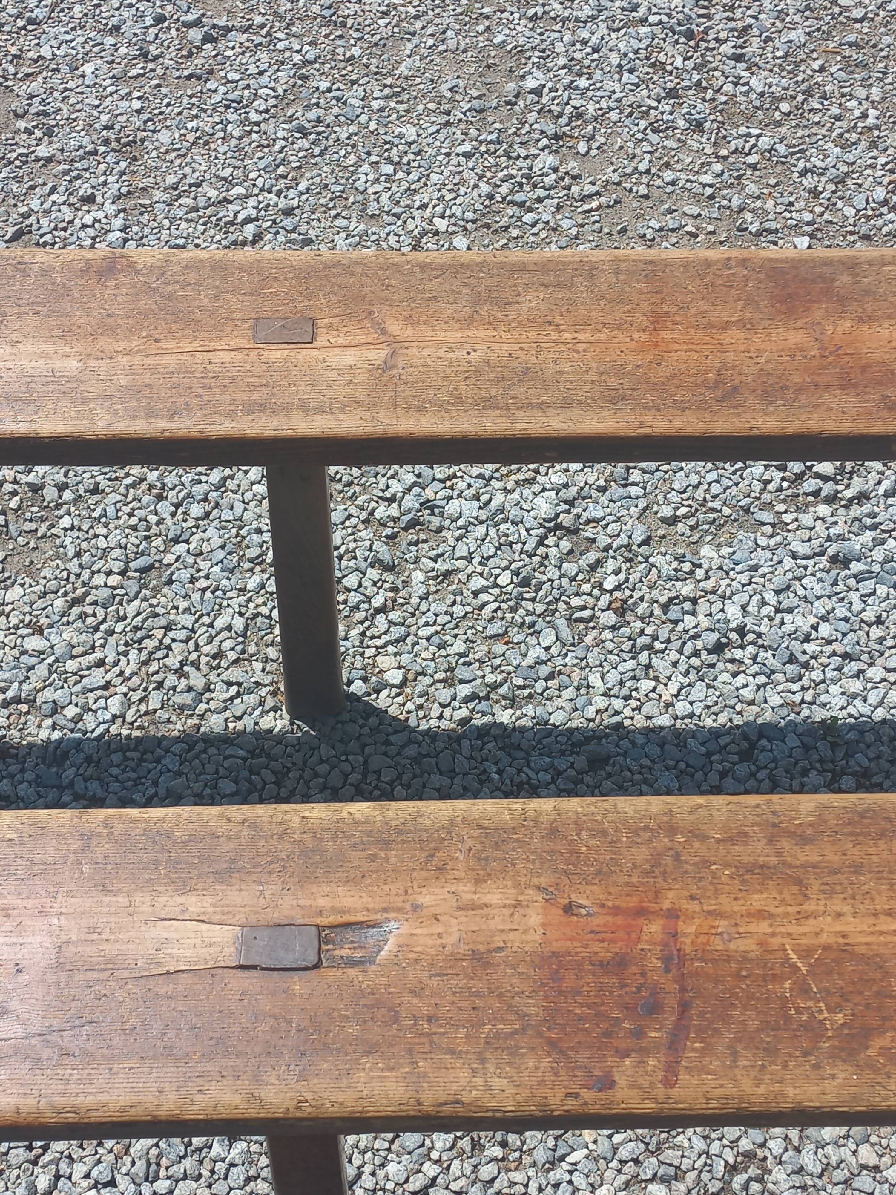 Pair of nineteenth century farmhouse table benches 251cm