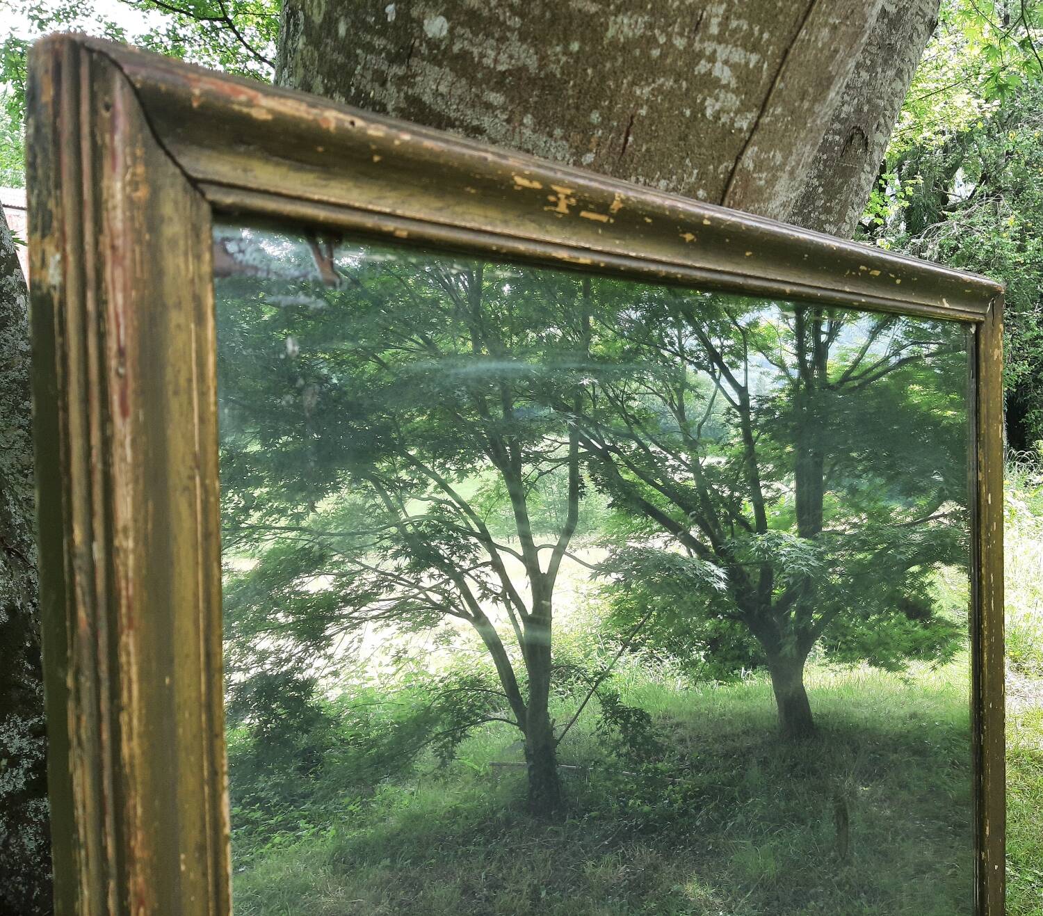 Antique mercury mirror. (Fireplace mirror)