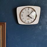 Vintage formica clock silent trapeze wall clock "Maple Electric Japy"