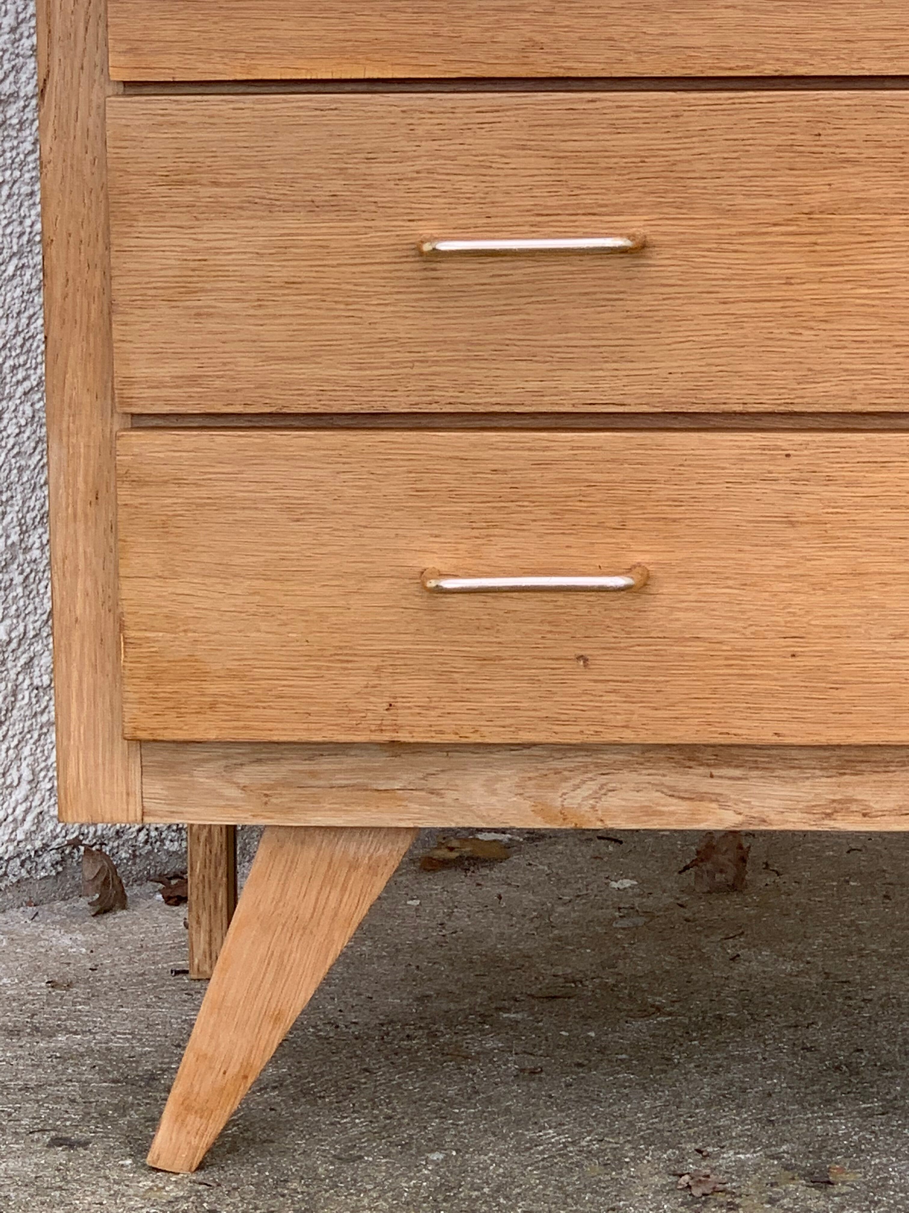 Chest of drawers feet compass raw wood 1950