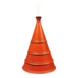 Knud Hjerting Metal layered cone-shaped hanging lamp with perforated detail on the edge. Model P208