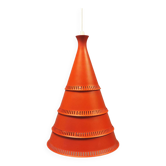Knud Hjerting Metal layered cone-shaped hanging lamp with perforated detail on the edge. Model P208
