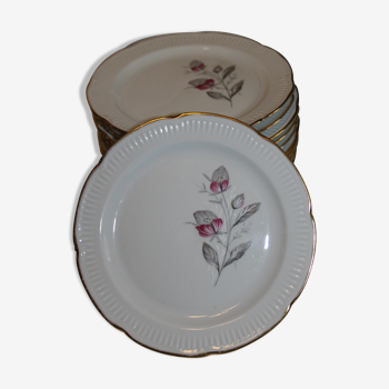 Lot de 13 assiettes à dessert porcelaine Vierzon C.G.