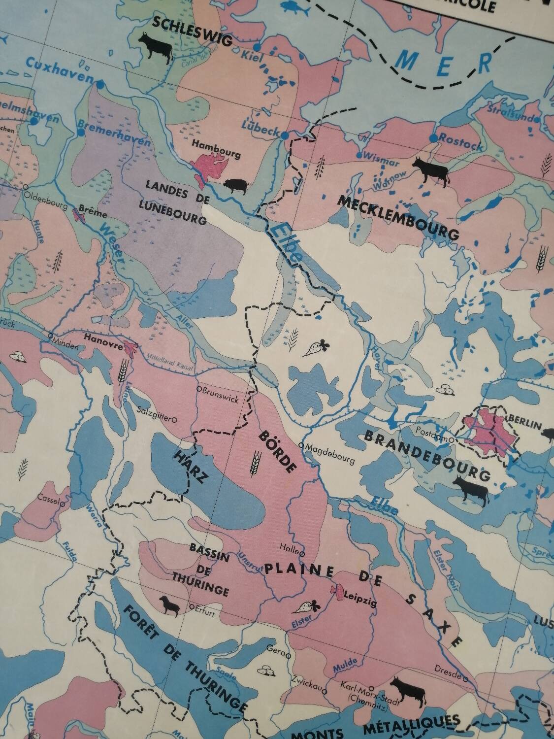 Old MDI map Germany Agricultural and vintage population