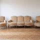 Regency style living room set: 3-seater sofa and 2 armchairs.
