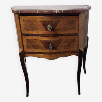 Curved chest of drawers in Louis XV style marquetry