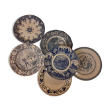 Set of 6 vintage indigo blue plates