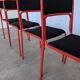 Set of 4 1970s Red & Black Metal Chair: Space Age Stackable Dining Chair