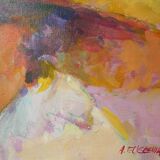 Huile sur Toile - Tableau Dame au Bonnet