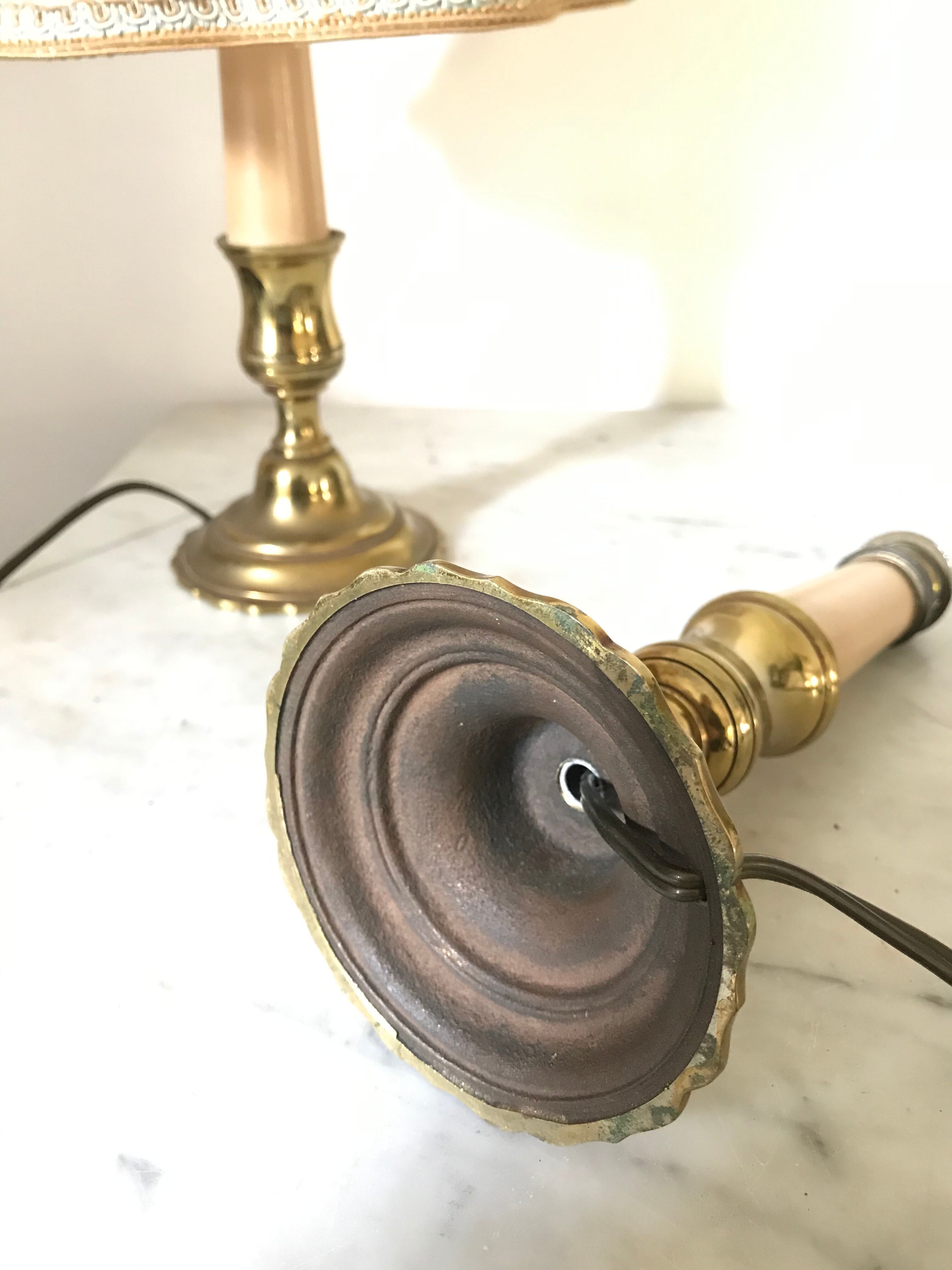 Pair of brass bedside lamps