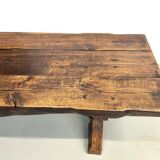 Table Brutaliste en Chêne Massif, Art Populaire (Vers 1900)