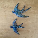 Set of 2 Vintage Ceramic Wall Swallows
