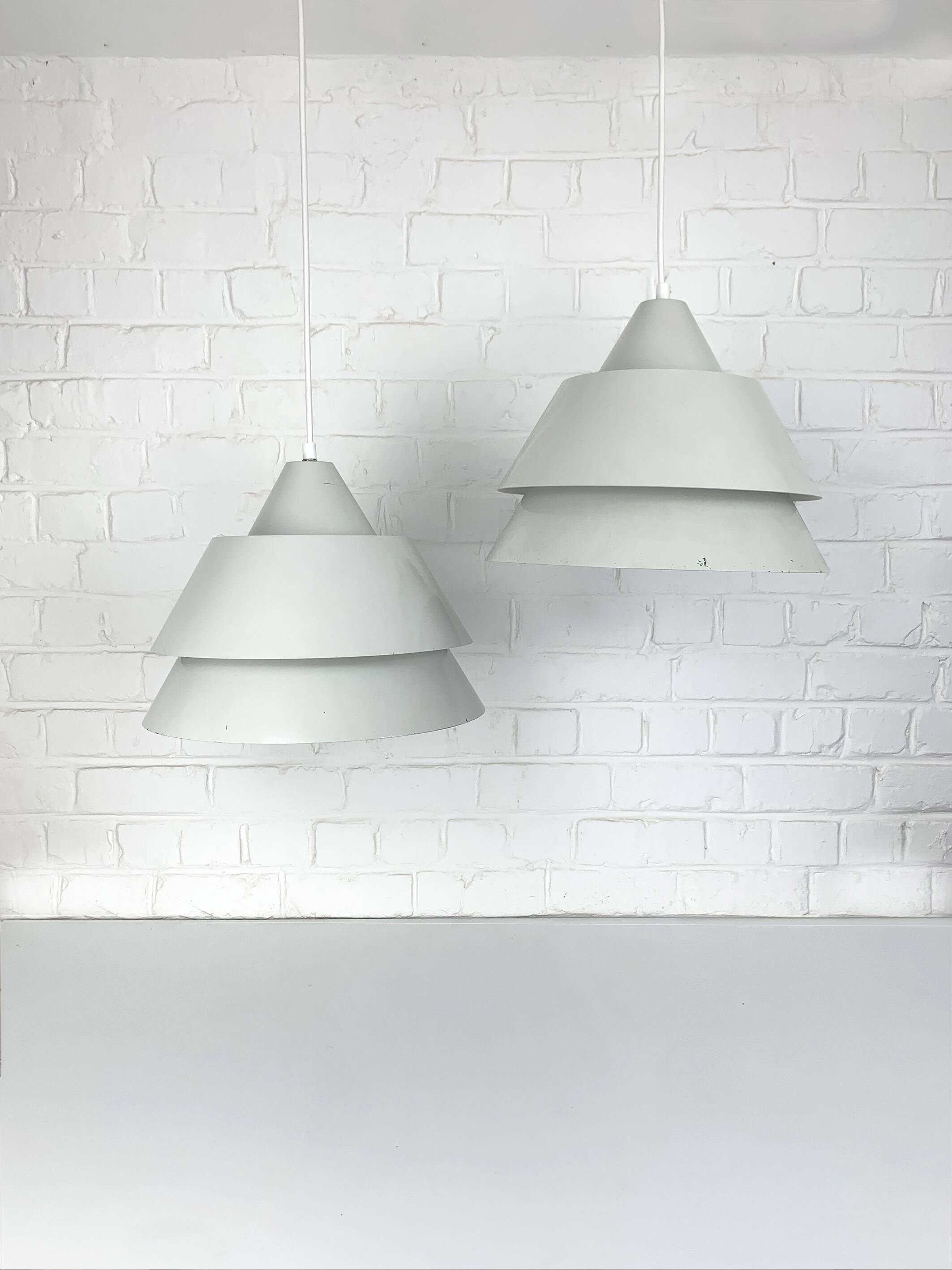 Pair of Zone Pendant Lights in gray, Jo Hammerborg for Fog & Mørup, 1960s