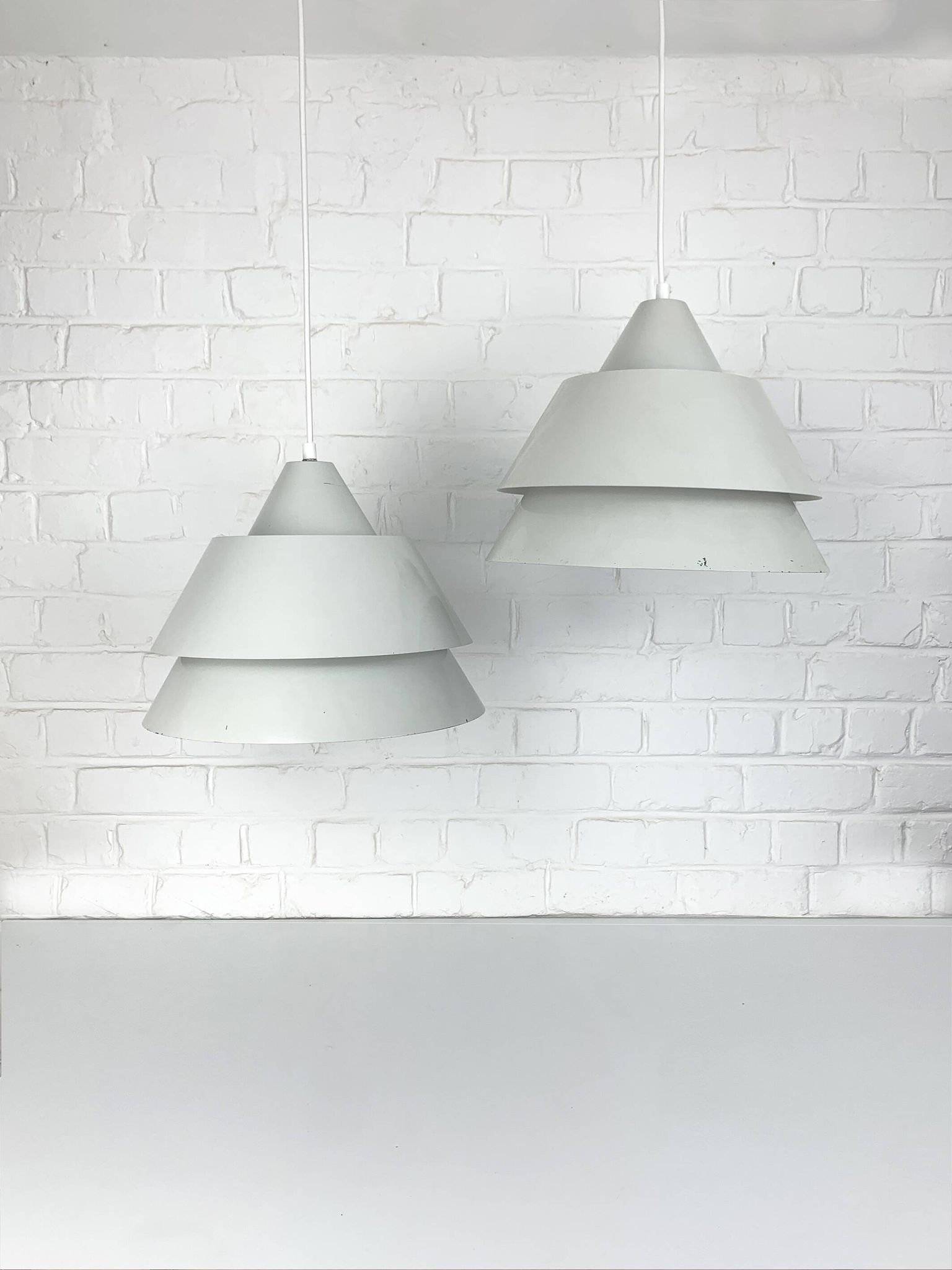 Pair of Zone Pendant Lights in gray, Jo Hammerborg for Fog & Mørup, 1960s