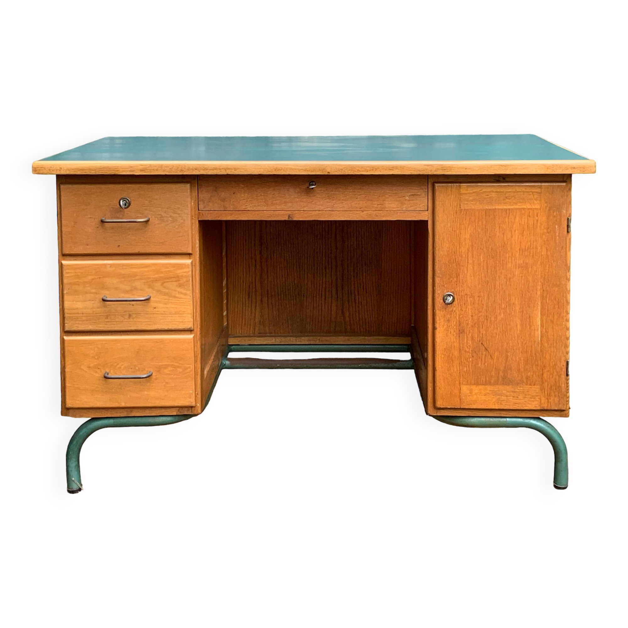 1950s schoolmaster's desk in solid oak