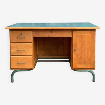 Schoolmaster desk 1950 in solid oak