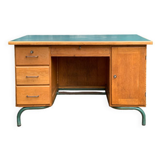 Bureau maître d’école 1950 en chêne massif