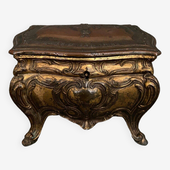 Louis XV style jewelry box in gilded spelter, late 19th century