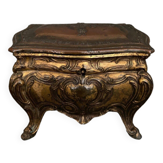 Louis XV style jewelry box in gilded spelter, late 19th century