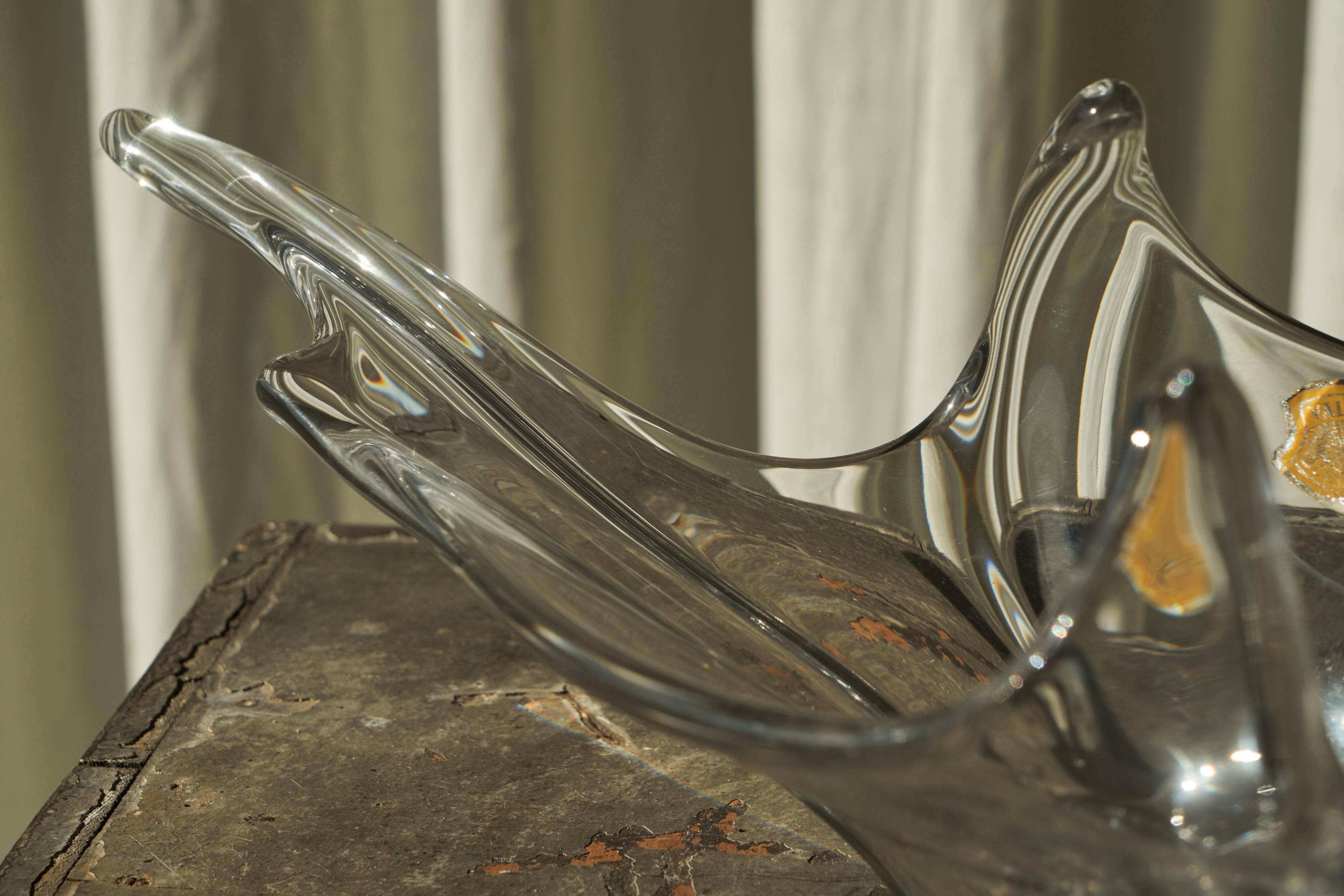 Val Saint Lambert crystal table centrepiece, mid-century 1950.