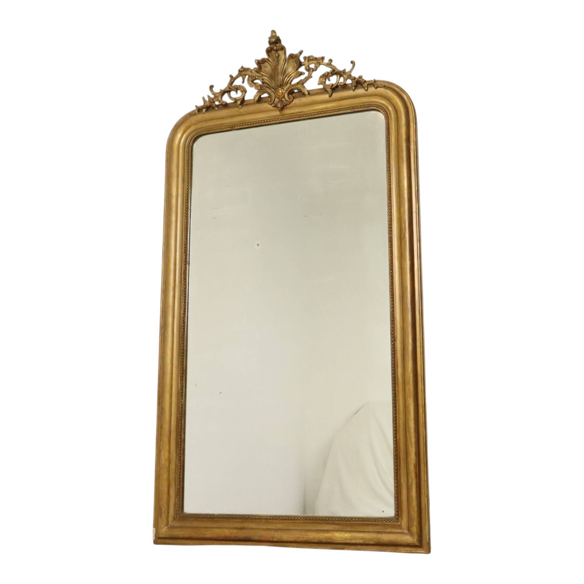 Miroir doré français Louis Philippe antique, fin du 19e siècle