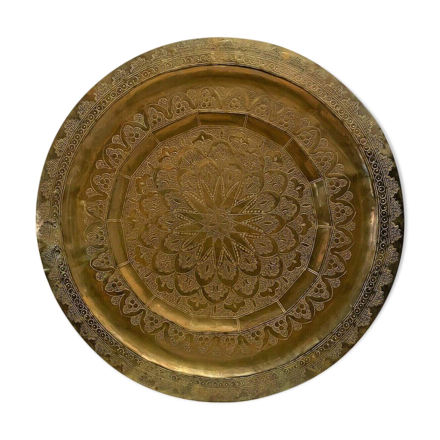 Plateau ciselé cuivre orientale deco vintage ethnique chic