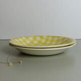 Set of two yellow and white Salins gingham plates