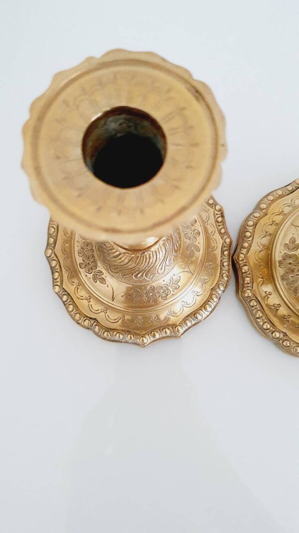 Paire de bougeoirs en bronze doré XIXème siècle- Château de Compiègne