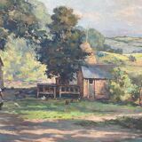 Paysage de ferme signé XIX-XXEME siècle