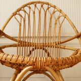 Fauteuils "œuf" en rotin 1960 et son coussin