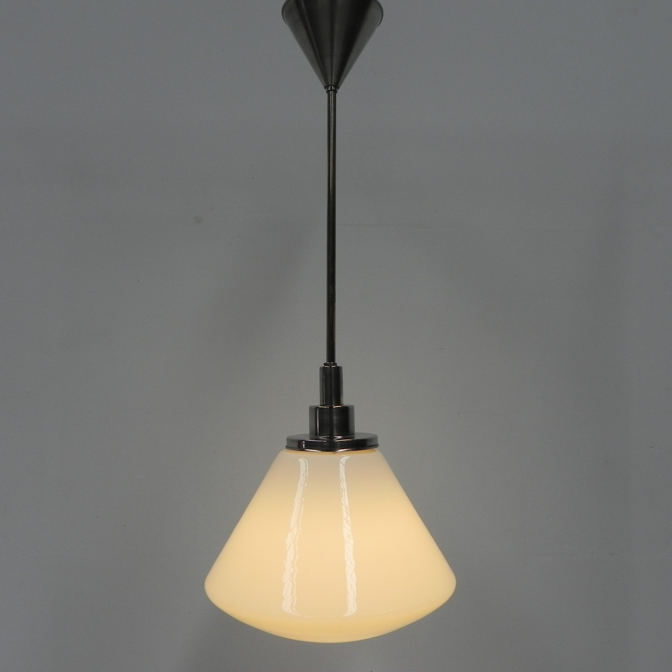 Art Deco school lamp with white glass shade
