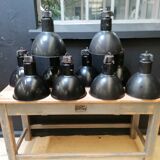 Industrial vintage factory pendant lamp, enamelled metal, 60s
