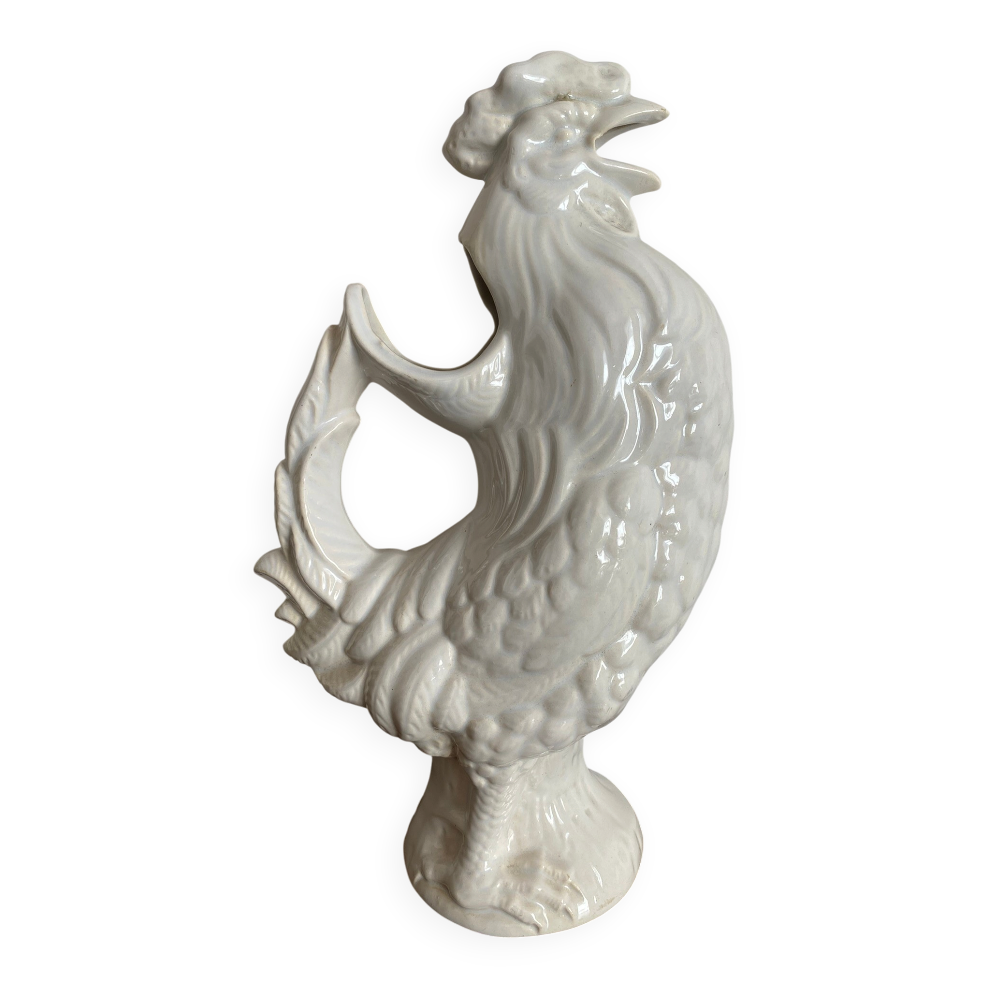 Pichet ancien en barbotine coq St Clément
