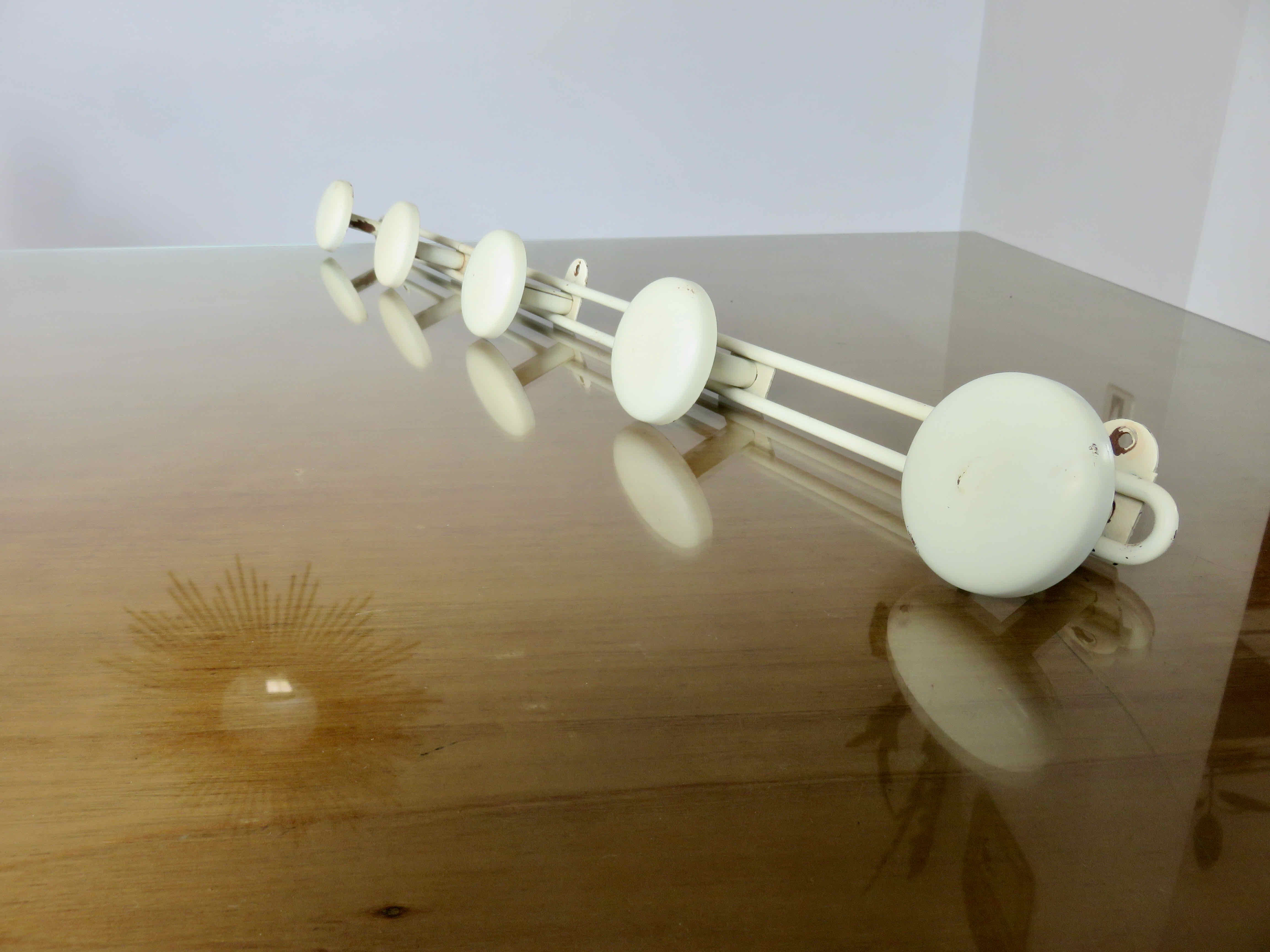 Wall-mounted coat rack in lacquered metal 40s 50s