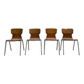 Pagwood stacking chairs oak blond 60's obo germany