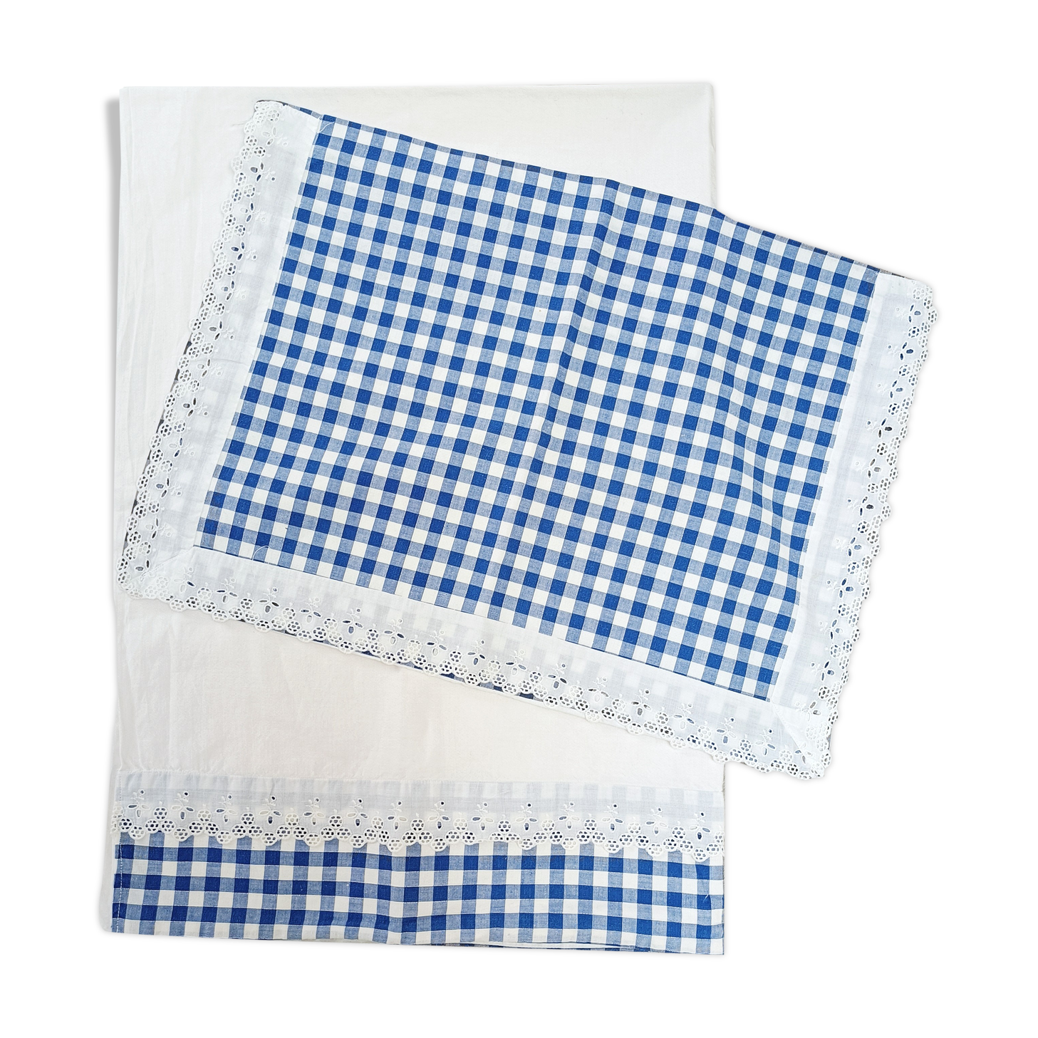 Baby adornment sheet + blue vichy pillowcase