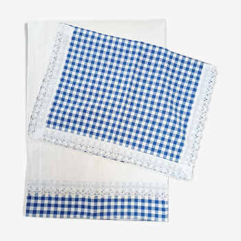Baby adornment sheet + blue vichy pillowcase