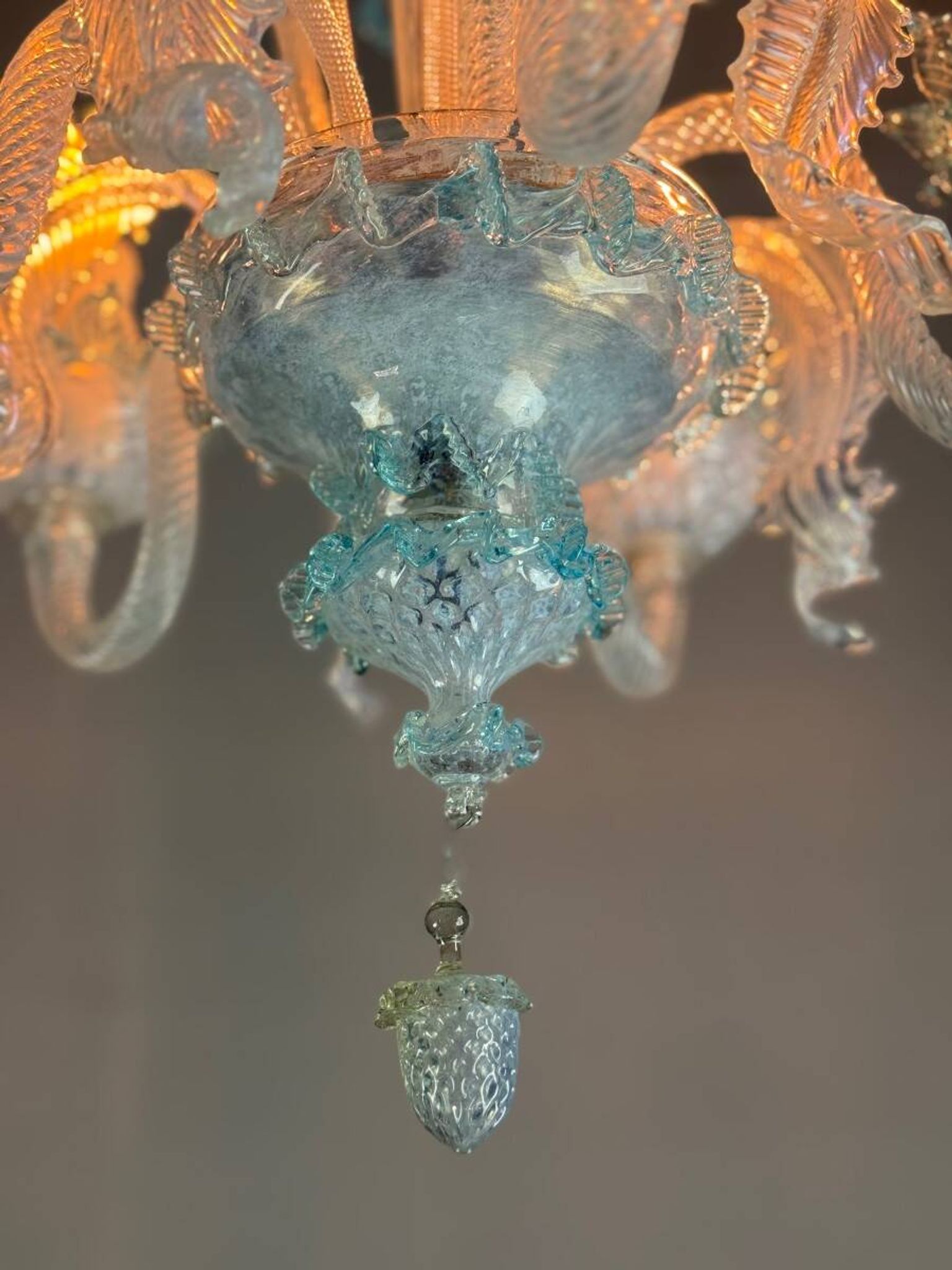 Venetian Murano Glass Chandelier in Shades of Blue, Circa 1950