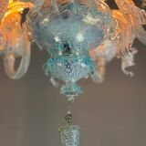 Lustre vénitien en verre de Murano bleu, vers 1950