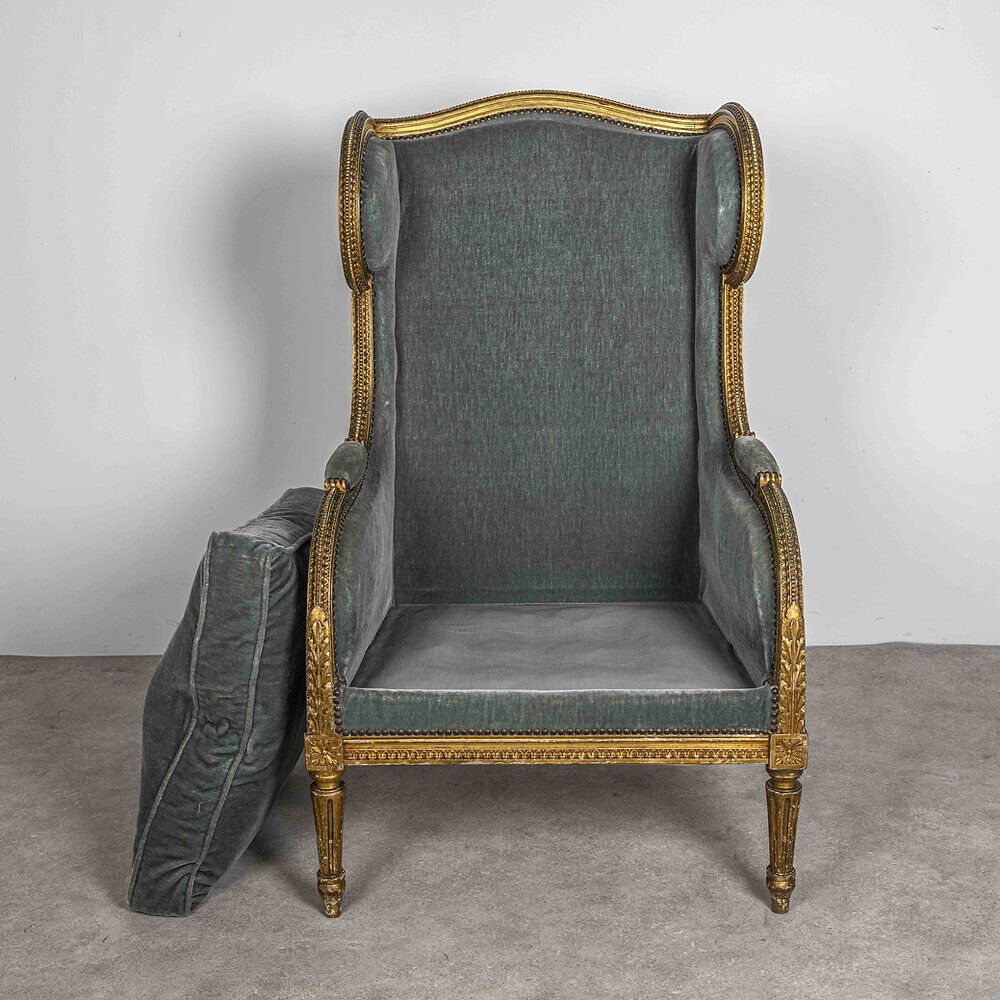 Magnificent Louis XVI wingback armchair.