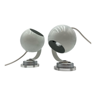Ensemble de lampes eyeball en métal et plexiglas space age années 70