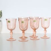 Set of 6 wine glasses in pink glass, Rosaline, by Arcoroc