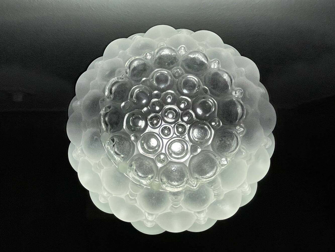 Large wood table lamp with frosted glass