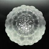 Large wood table lamp with frosted glass