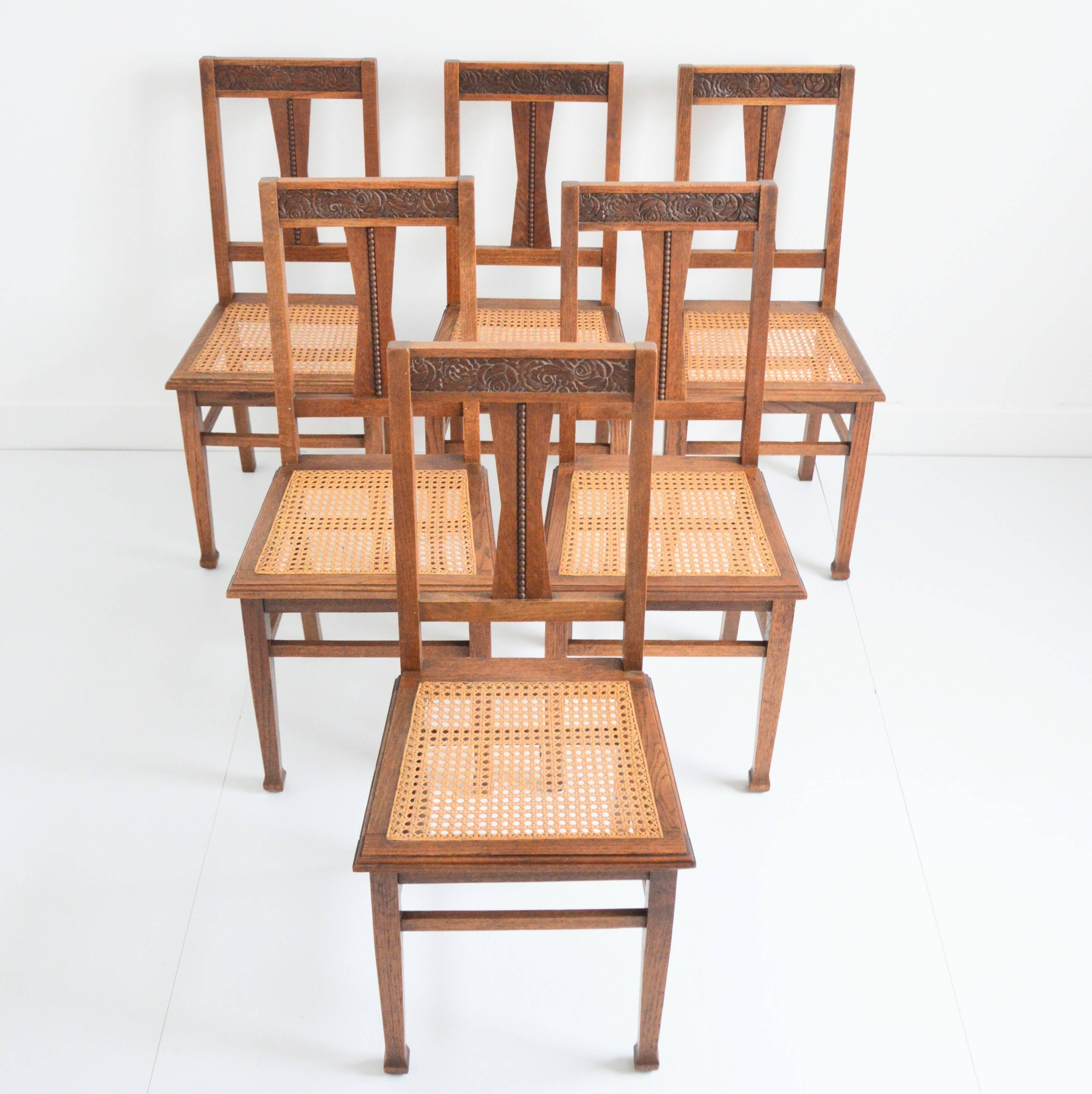 Suite de 6 chaises anciennes Art Déco, 1930