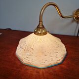 Applique murale en laiton et verre moucheté bleu