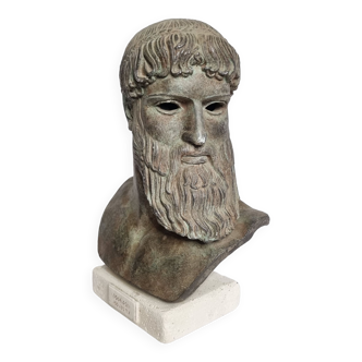 Bust of Poseidon in patinated plaster on plaster base,