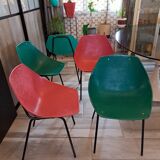 Suite of 5+1 shell chairs Pierre Guariche 1960