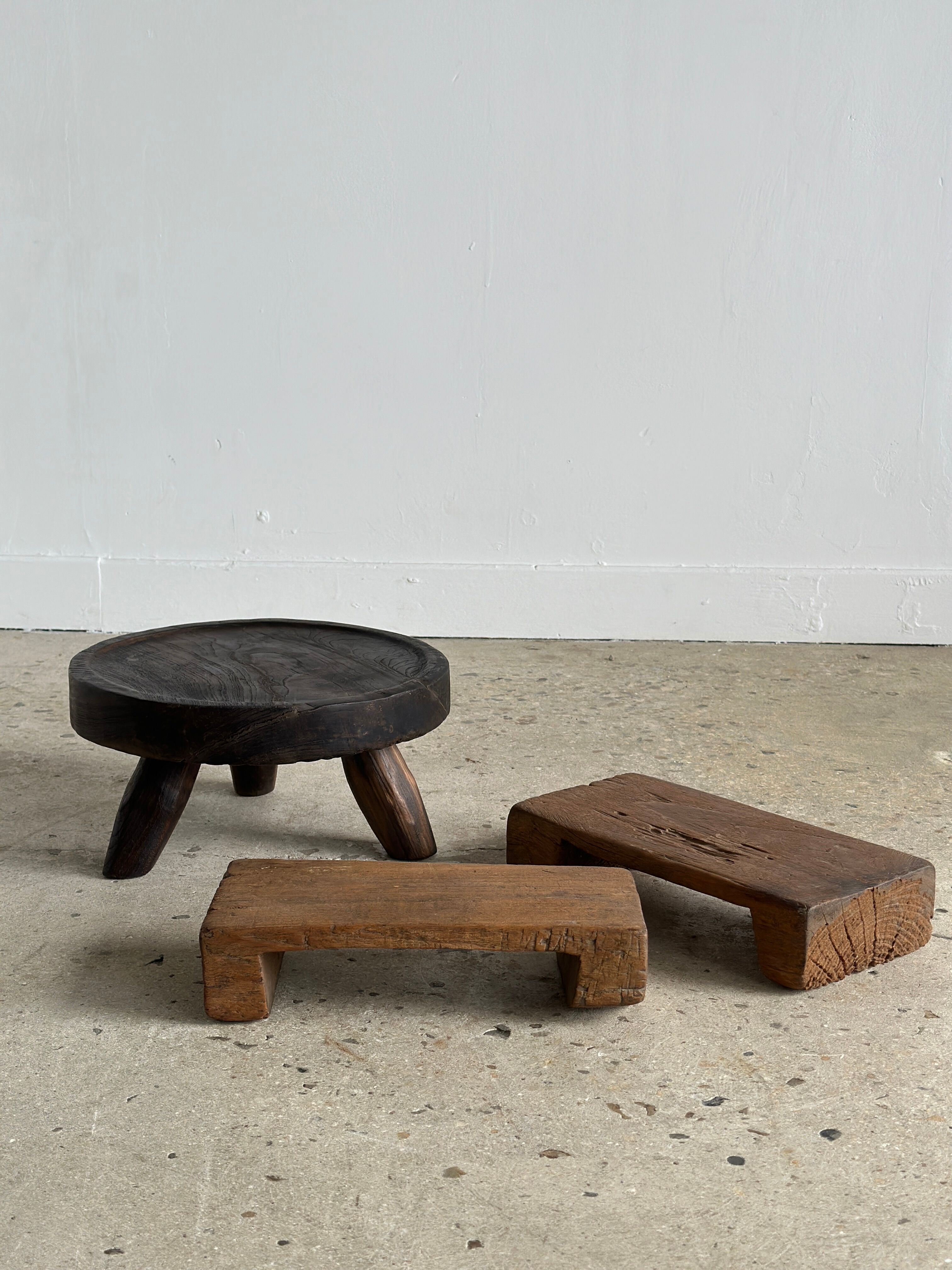 Mini Asian teak side stool blonde