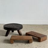 Mini Asian teak side stool blonde